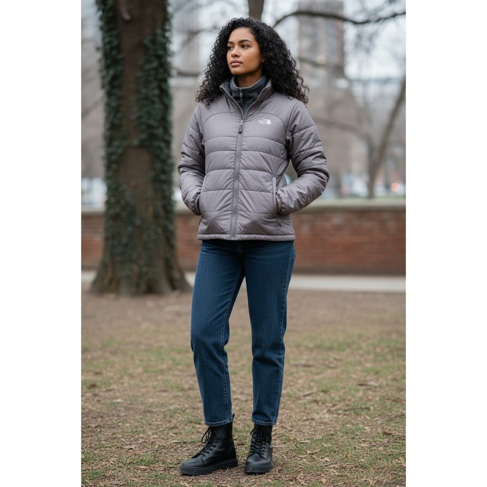 The North Face Jacket Women's Gray L/G Nylon Insulated Full Zip
